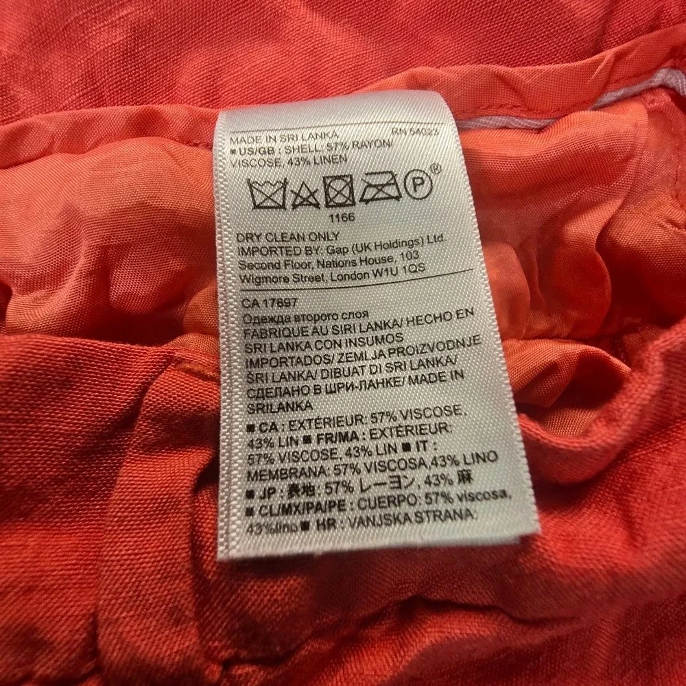 Banana Republic Coral Red Linen Blend Pleated Shorts Mens 37 Waist